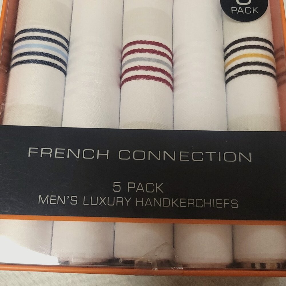 French Connection 5 Pack Men’s Luxury Handkerchiefs, Cotton/Poly Blend, …